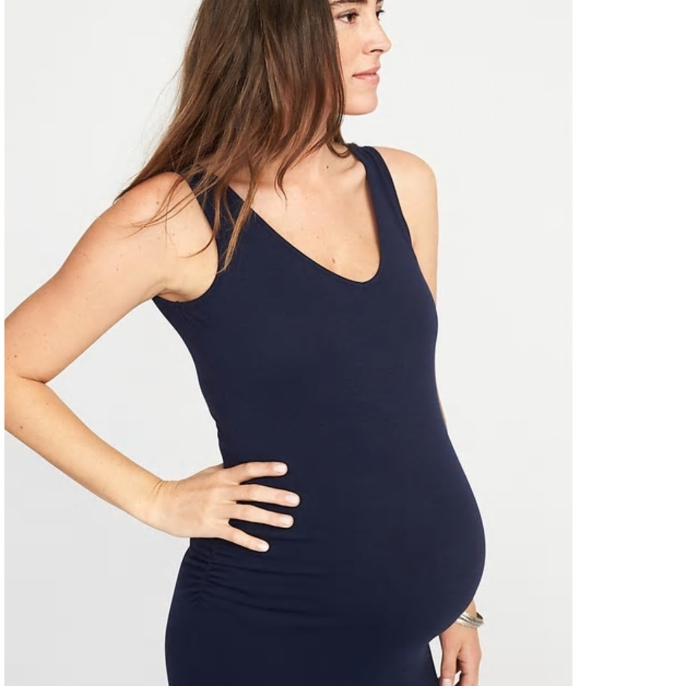Navy V-Neck Maternity Maxi
